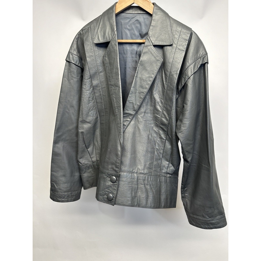Supreme Gray Leather Womens Bomber Style Jacket/coat Tailor  made in Seoul Korea - Picture 3 of 14